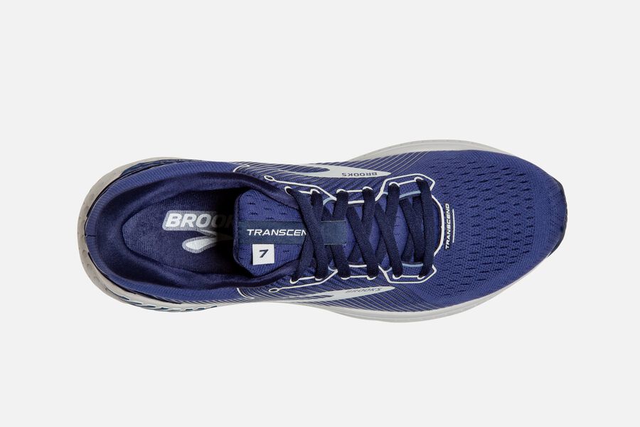 Brooks Running Shoes - Transcend 7 Road Mens - Navy/Silver - FCT-486027